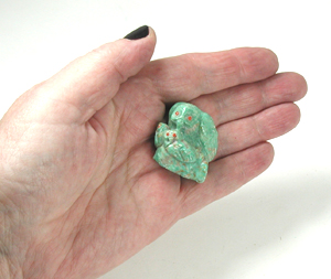 Authentic Native American owl fetish by Zuni Derrick Kaamasee of turquoise