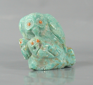 Authentic Native American owl fetish by Zuni Derrick Kaamasee of turquoise