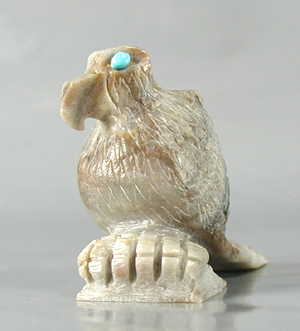 Authentic Native American eagle fetish of marble by Zuni carver Dane Malani