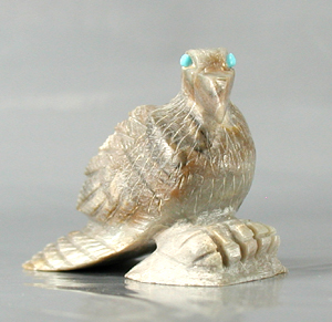 Authentic Native American eagle fetish of marble by Zuni carver Dane Malani