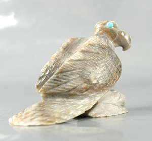 Authentic Native American eagle fetish of marble by Zuni carver Dane Malani