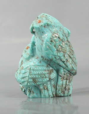 Authentic Native American owl fetish by Zuni Derrick Kaamasee of turquoise