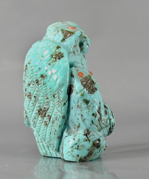 Authentic Native American owl fetish by Zuni Derrick Kaamasee of turquoise