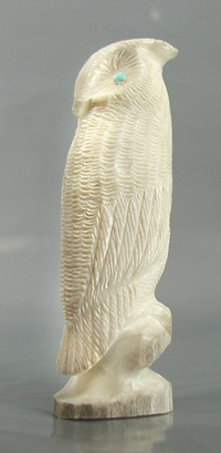 Authentic Native American owl fetish by Zuni Willard Laate of antler