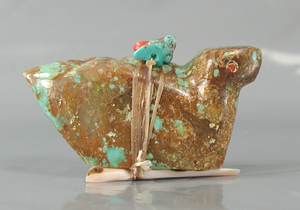 Authentic Native American bird fetish by Zuni Lena Boone of turquoise