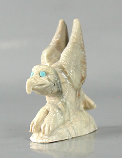 Authentic Native American eagle fetish of antler by Zuni carver Joshua Mecale