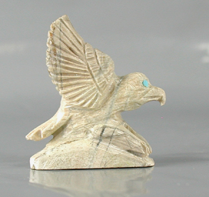 Authentic Native American eagle fetish of antler by Zuni carver Joshua Mecale
