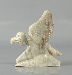 Authentic Native American eagle fetish of antler by Zuni carver Joshua Mecale