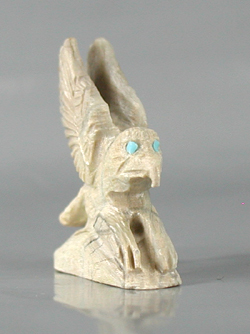 Authentic Native American eagle fetish of antler by Zuni carver Joshua Mecale