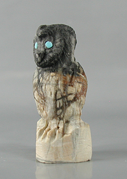 Authentic Native American owl fetish by Zuni Fenton Luna of Picasso marble