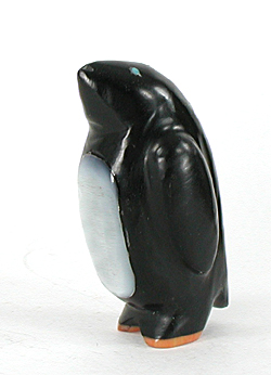 Zuni penguin fetish of jet by Delvin Leekya