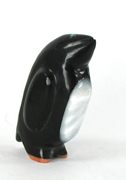 Zuni penguin fetish of jet by Delvin Leekya