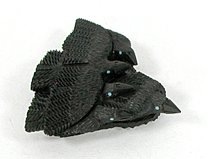 A Murder of Crows fetish carving of Acoma jet by Zuni Donna Siutza