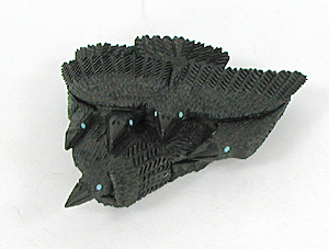 A Murder of Crows fetish carving of Acoma jet by Zuni Donna Siutza