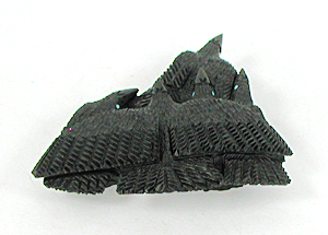 A Murder of Crows fetish carving of Acoma jet by Zuni Donna Siutza