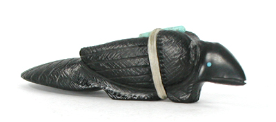 Zuni Raven fetish of jet by Herbert Halate
