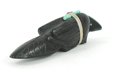 Zuni Raven fetish of jet by Herbert Halate