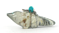 Zuni songbird fetish of Picasso marble by Delvin Leekya