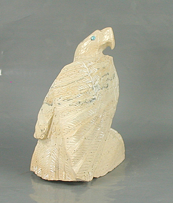 Zuni Eagle fetish of fishrock by Derrick Kaamasee