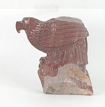 Zuni Eagle fetish of catlinite by Derrick Kaamasee