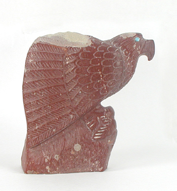 Zuni Eagle fetish of catlinite by Derrick Kaamasee