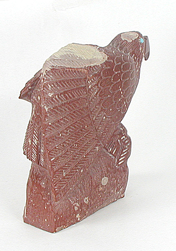 Zuni Eagle fetish of catlinite by Derrick Kaamasee