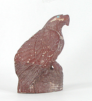 Zuni Eagle fetish of catlinite by Derrick Kaamasee