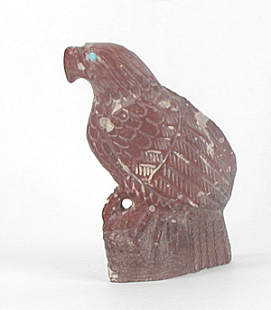 Zuni Eagle fetish of catlinite by Derrick Kaamasee