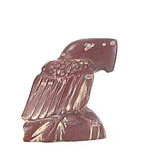 Zuni Eagle fetish of pipestone by Gilbert Lonjose