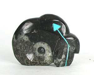 Authentic Native American Zuni Buffalo Fetish Carving of ammonite by Kenric Laiwakete