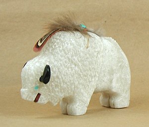Authentic Native American White Buffalo Fetish Carving by Navajo Ben Livingston