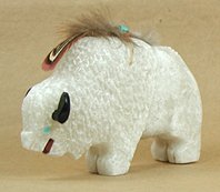 Authentic Native American White buffalo Fetish Carving by Navajo Ben Livingston