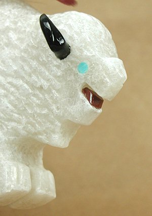 Authentic Native American White Buffalo Fetish Carving by Navajo Ben Livingston