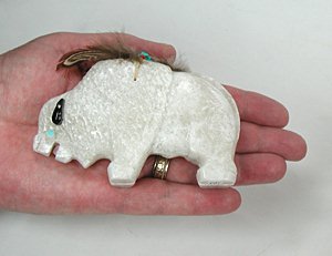 Authentic Native American White Buffalo Fetish Carving by Navajo Ben Livingston