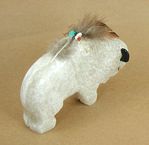 Authentic Native American White Buffalo Fetish Carving by Navajo Ben Livingston