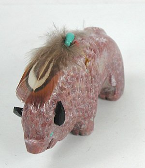 Authentic Native American Navajo Buffalo Fetish Carving by Navajo Ben Livingston