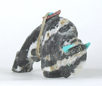 Authentic Native American Buffalo Fetish Carving of Picasso marble by Zuni artist Kevin Quam