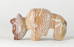 Authentic Native American Buffalo Fetish Carving of banded onyx by Zuni carver Russell Shack