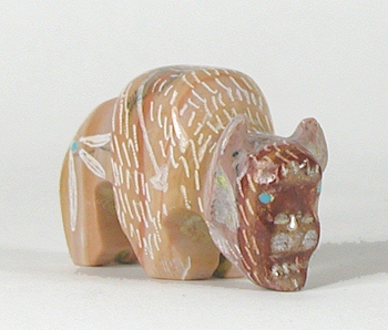 Authentic Native American Buffalo Fetish Carving of rainbow dolomite by Zuni carver Russell Shack