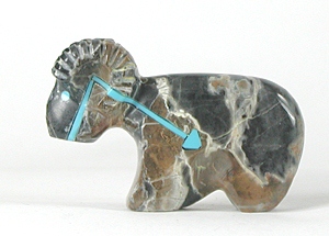 Authentic Native American Ram Fetish Carving of Picasso marble by Zuni carver Rodney Laiwakete