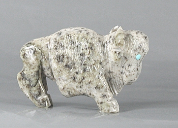 Authentic Native American Buffalo Fetish Carving of serpentine by Zuni carver Jonas Hustito