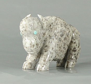 Authentic Native American Buffalo Fetish Carving of serpentine by Zuni carver Jonas Hustito