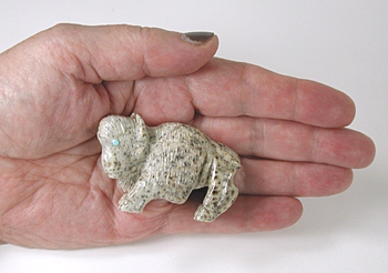 Authentic Native American Buffalo Fetish Carving of serpentine by Zuni carver Jonas Hustito