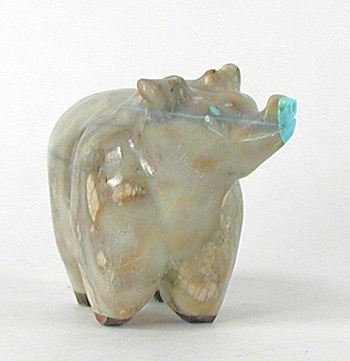 Authentic Native American pig Fetish Carving of travertine by Zuni carver Freddie Leekya