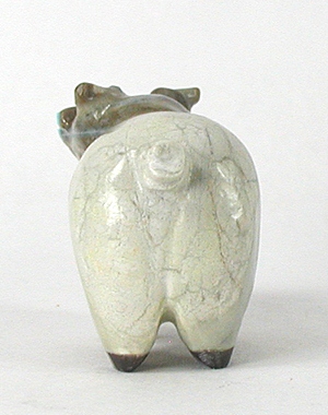 Authentic Native American pig Fetish Carving of travertine by Zuni carver Freddie Leekya