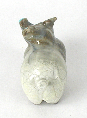 Authentic Native American pig Fetish Carving of travertine by Zuni carver Freddie Leekya