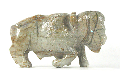 Authentic Native American Bison Fetish Carving of marble by Zuni carver Clive Husito