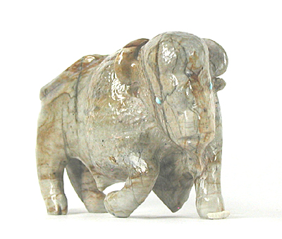 Authentic Native American Bison Fetish Carving of marble by Zuni carver Clive Husito