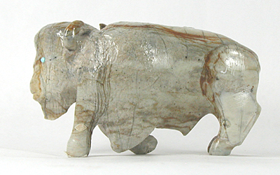Authentic Native American Bison Fetish Carving of marble by Zuni carver Clive Husito