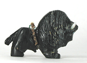 Authentic Native American Bison Fetish Carving by Zuni artist Jeffrey Yunie
